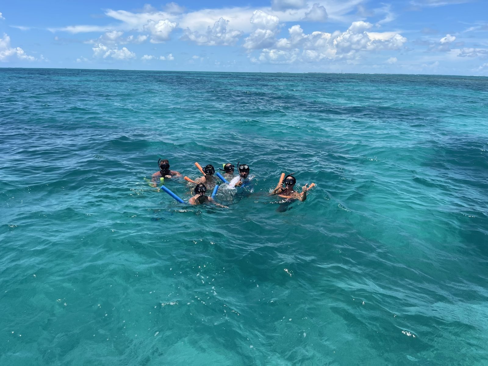 Guests snorkeling in clear waters